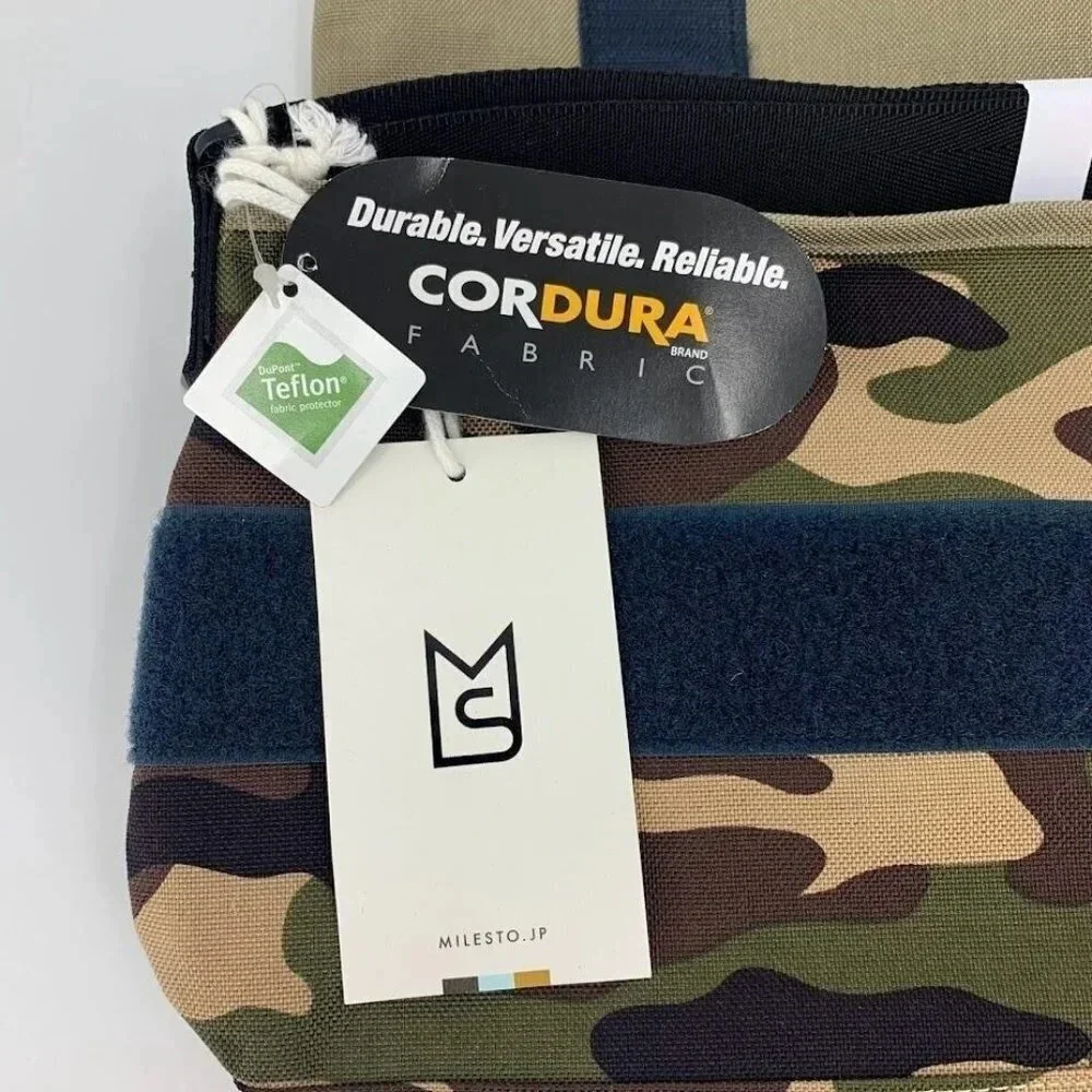 Milesto Camouflage Canvas Medium Multi Pocket Strap‎ Messenger NWT
